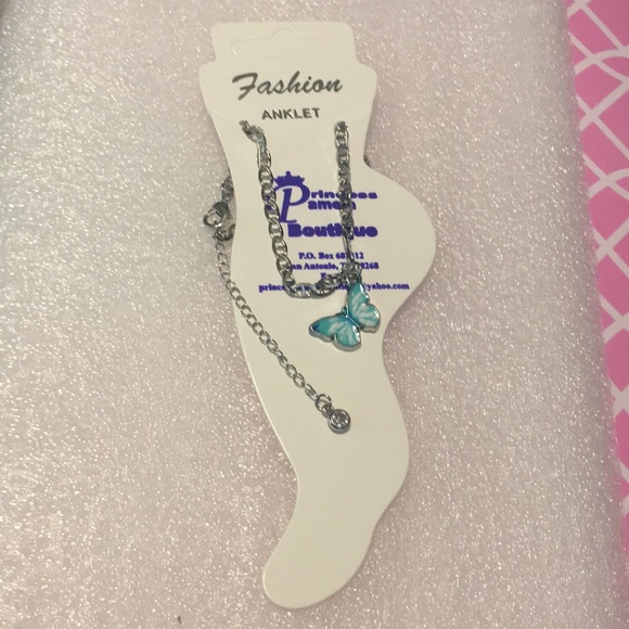 Butterfly Blue with Silver Ankle Bracelet - Picture 2 of 7